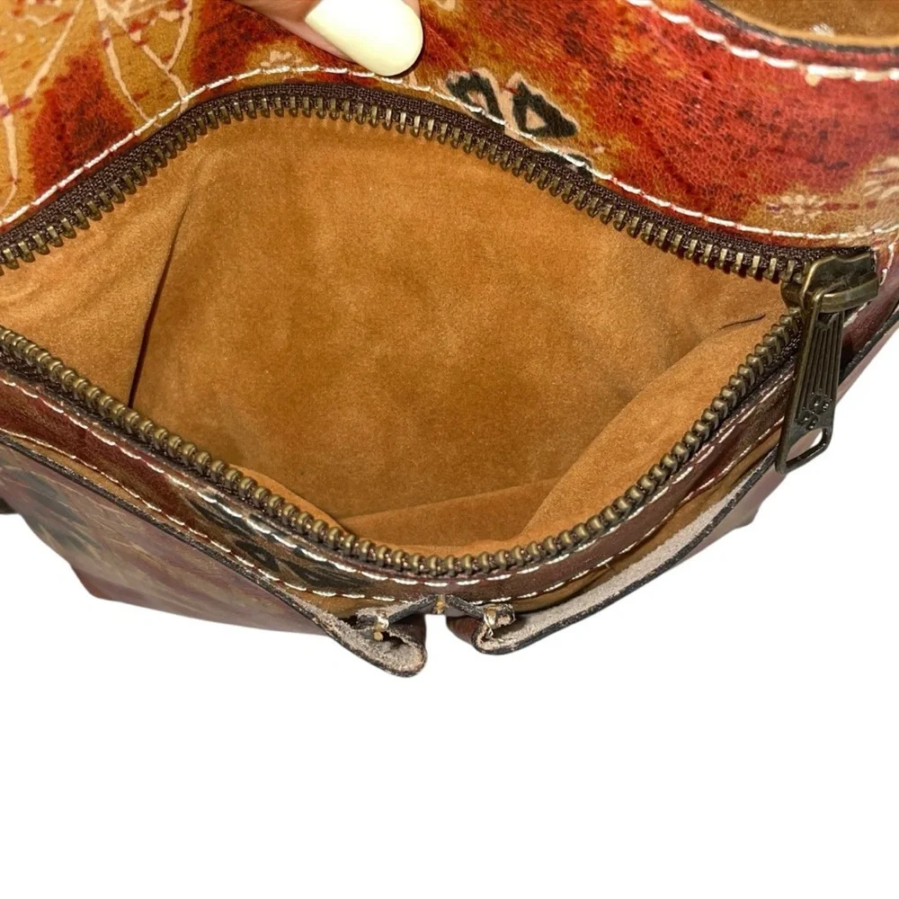PATRICIA NASH 70s REVIVAL COLLECTION FLORAL CROSSBODY FRINGE ITALIAN LEATHER - Picture 7 of 7